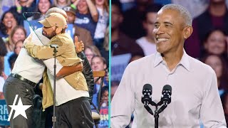 Watch Barack Obama Rap ‘Lose Yourself’ After Eminem’s Intro at Kamala Harris Rally [upl. by Tyrone]