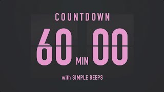 60 Minutes Countdown Flip Clock Timer  Simple Beeps 💕🖤 [upl. by Hope]