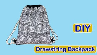 How To Make Backpack Drawstring Bag  Easy Sewing Tutorials – DIY Drawstring Backpack Bag – Handmade [upl. by Hessney630]