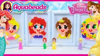 Disney Princess Aquabeads Portraits Craft Review Silly Play Kids Toys Rapunzel Ariel Belle Aurora [upl. by Akehs]