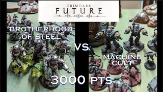 Grimdark Future  Brotherhood of steel VS Machine Cult 3000 Pts [upl. by Bonney]