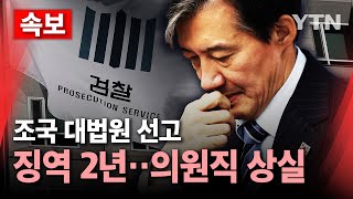 🔴속보 조국 대법서 징역 2년 확정…의원직 상실  YTN [upl. by Esenwahs]