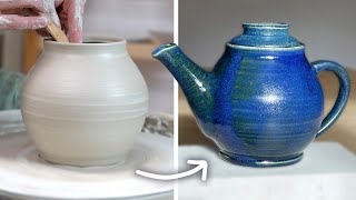 The Full Process of Making a Teapot  throwing trimming assembling amp glazing [upl. by Frasquito843]