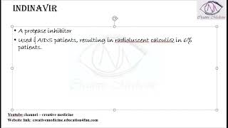 Lec 9 Renal Calculi Indinavir [upl. by Ecilef]