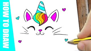 HOW TO DRAW UNICORN KAWAII  HOE TEKEN JE EEN UNICORN KITTY [upl. by Summer]