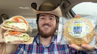 Jimmy John’s Caprese Salami Pesto Wrap and Lemon Berry Cobbler Cookie Review [upl. by Atteuqehs]