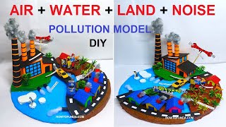 air  water  land  noise pollution types model making for science exhibition  diy  howtofunda [upl. by Ravahs]