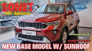 Kia Sonet HTE O Base Model Malayalam Review  New Kia Sonet Base Model With Sunroof [upl. by Lap]