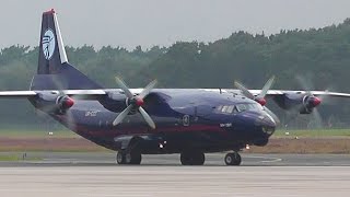 Ukraine Air Alliance Antonov AN12BP taxiing amp engine shut down at MünsterOsnabrück Airport [upl. by Gerome737]