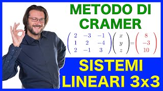 Sistema lineare 3x3 metodo di Cramer [upl. by Yromem]