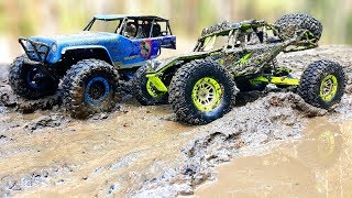 RC Trucks MUD OFF Road WlToys 10428 and Axial SCX10 Jeep Wrangler Rubicon — RC Extreme Pictures [upl. by Nasia168]