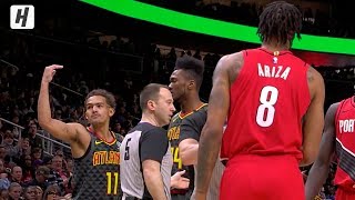 Trae Young Nutmegs Trevor Ariza Who Got Upset After  Trail Blazers vs Hawks  February 29 2020 [upl. by Ennirac]