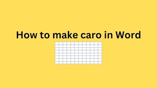 How to make caro in Word [upl. by Orelu]