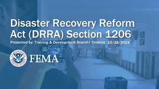 Disaster Recovery Reform Act DRRA Section 1206 [upl. by Sedberry]