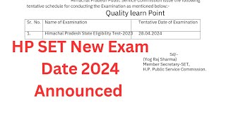 HP SET EXAM DATE 2024  HPPSC SET NEW EXAM DATESHEET 2024 [upl. by Julienne908]