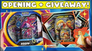 Dragonite V Box amp Hoopa V Box Opening  Giveaway  Pokémon Card Opening [upl. by Aitam513]