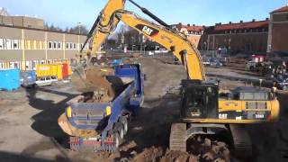 CAT 336DL digging frozen ground amp loading Scania R500 V8 sound [upl. by Lletniuq426]