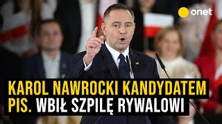 Pierwsza przemowa Karola Nawrockiego po ogłoszeniu go kandydatem PiS Wbił szpilę swojemu rywalowi [upl. by Adnamar]