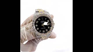 Moissanite Iced Out Rolex Watch Black Dial Automatic Swiss Movement Analog  Dfine Jewelry Store [upl. by Hanyaz]