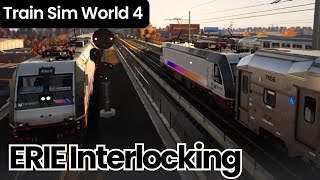 3 Way NJ Transit Meet at ERIE Interlocking Amtrak Northeast Corridor  Train Sim World 4 [upl. by Otrebor]