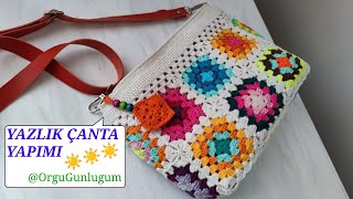 YAZLIK ÇANTA YAPIMI ☀️ Motifli Çanta Yapımı ☀️ Crochet bag ☀️ [upl. by Llevrac]