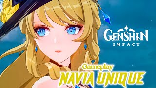 Navia Gameplay  One of the Unique Gameplay in GEO Elements  Genshin Impact [upl. by Anomis]