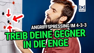 Angriffspressing im 433  Raum verknappen Passwege schließen und Gegenspieler zustellen [upl. by Walls]