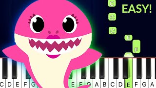 Baby Shark  Pinkfong  EASY Piano Tutorial [upl. by Emily356]