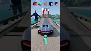 NOOB vs PRO vs VILLAGER vs HACKER vs HEROBRINE Car Jump Challenge 😂 🚗 shorts beamngdrive [upl. by Rausch168]