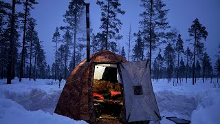 Hot Tent Camping 32c In Swedens deep forest  ASMR [upl. by Nilram128]