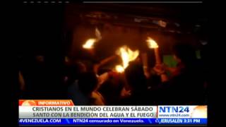 Cristianos católicos y ortodoxos celebran el santo fuego alrededor del Santo Sepulcro en Jerusalén [upl. by Grati857]