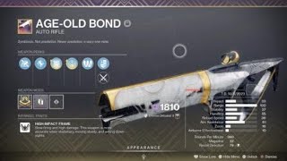 Destiny 2 Crafting Personal God Roll Age Old Bond [upl. by Hubert951]