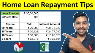 Home Loan Repayment Tips with Calculation  Prepayment Calculator in Excel [upl. by Mose]