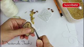 Arete bordado con pedrería tutorial 21 EN TENDENCIAS EN VÍDEOS [upl. by Collette30]