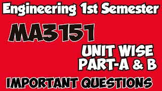 MA3151Matrix and CalculusImportant Questions with AnswersUnit Wise ImportantEngineering king [upl. by Gnuj]