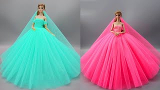 Disney Prenses DIY Barbie Dresses with Balloons Easy No Sew Clothes for Barbies  BARBIE DOLL HACKS [upl. by Sheree251]