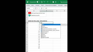 Cómo Generar una SECUENCIA de números en Excel shorts [upl. by Neeven]