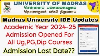 Madras University Distance AY 202425 Admission Opened For All Courses 👍 [upl. by Oap95]