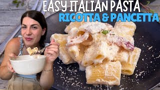 EASY ITALIAN LUNCH IDEA RICOTTA PANCETTA PASTA [upl. by Papke]