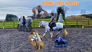 Riding three horses  Barn vlog  dressage lesson  RAWS [upl. by Poulter109]