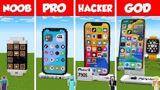 Minecraft WORKING IPHONE 15 PRO MAX HOUSE BUILD CHALLENGE  NOOB vs PRO vs HACKER vs GOD [upl. by Akaya]