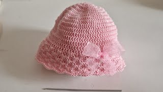 tutorial cappellino neonato da 03mesi lavorato alluncinetto facile [upl. by Yliah655]