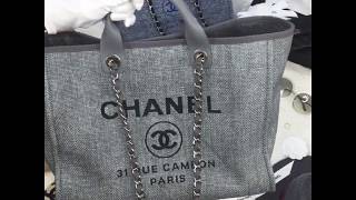 Chanel Shopping Bag 灰色銀鍊帆布提把托特包Charline Boutique歐洲名牌精品代購 [upl. by Nauj]