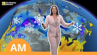 Wintry Blast Hits Canada’s West East Escapes the Worst Cold For Now  WeatherAm [upl. by Aztin]