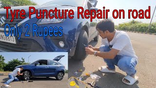 Tubeless Tyre Puncture Repair Kit Tutorial  how to repair tyre puncture at home  tyre puncture kit [upl. by Aimahc]