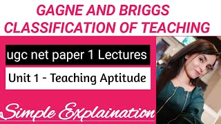 gagne and briggs classification of teaching ugc net by Komal Verma [upl. by Idona227]