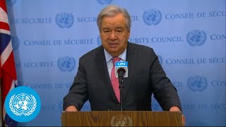 UN Chief on Syria  Security Council Media Stakeout  United Nations [upl. by Ludovick]