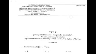 Subiecte admitere Scoala de Pompieri  decembrie 2022 [upl. by Avivah]