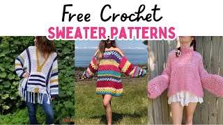 25 FREE Crochet Sweater Patterns  Easy Crochet Pullover Patterns crochet crochetsweater [upl. by Anyaj]