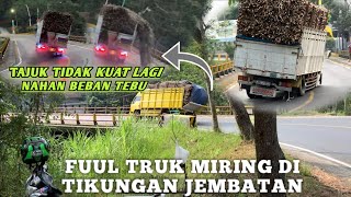 Detik detik tebu ambroldan fuul truk miring di tikungan jembatan lahor [upl. by Calendre]